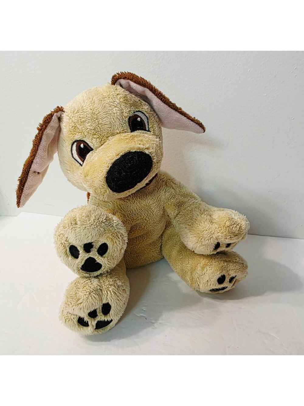 2009 The Lego Duplo Puppy Dog Stuffed Animal Plush Brown Tan Pink Ears READ